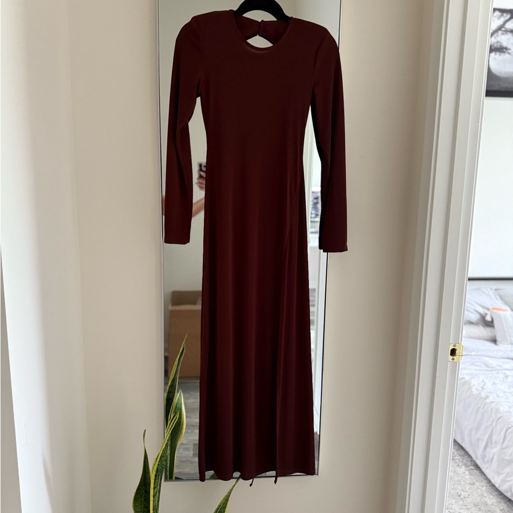 SHEIN Red Long Sleeve Sheath Dress for Cocktail